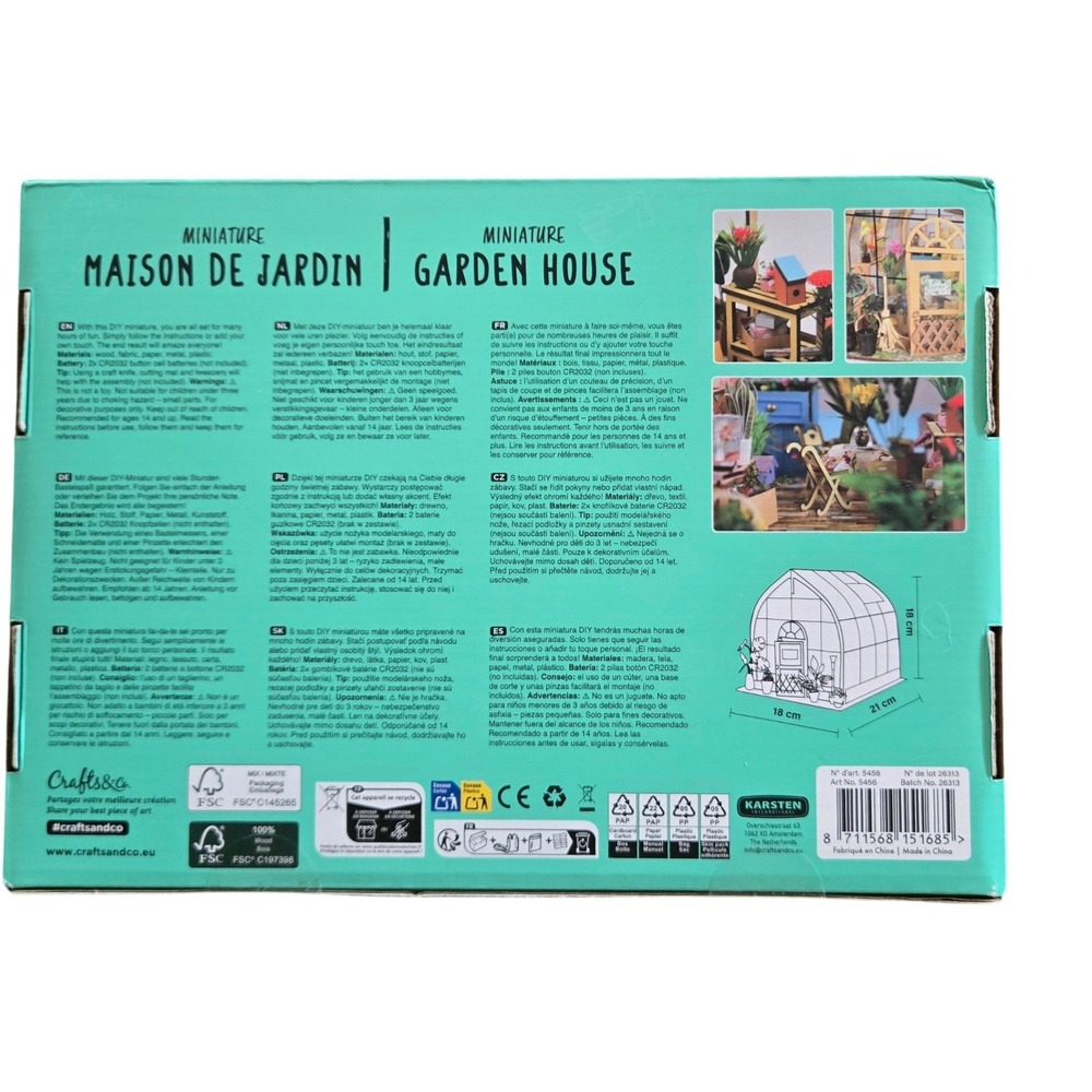 Crafts & Co. Miniature Garden House DIY Kit Unisex OS Green New LED Light 14+ - Picture 2 of 2